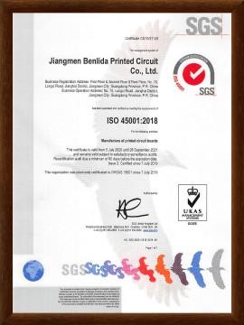 PCB circuit board_PCB circuit board manufacturer_PCB manufacturer_Jiangmen Benlida Circuit Co., Ltd.-ISO45001 2018（EN）Certificate