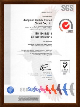 PCB circuit board_PCB circuit board manufacturer_PCB manufacturer_Jiangmen Benlida Circuit Co., Ltd.-ISO13485：2016 Certificate
