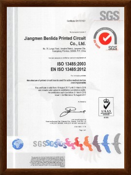 PCB circuit board_PCB circuit board manufacturer_PCB manufacturer_Jiangmen Benlida Circuit Co., Ltd.-ISO 13485：2003 Certificate