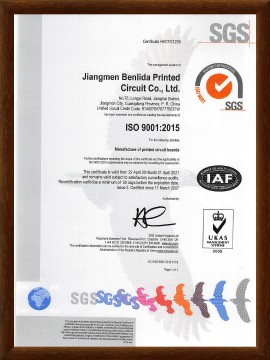 PCB circuit board_PCB circuit board manufacturer_PCB manufacturer_Jiangmen Benlida Circuit Co., Ltd.-ISO9001：2015（EN）Certificate