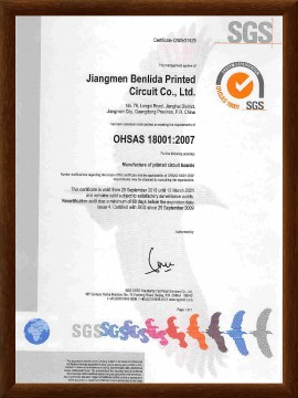 PCB circuit board_PCB circuit board manufacturer_PCB manufacturer_Jiangmen Benlida Circuit Co., Ltd.-OHSAS18001-2007（EN）Certificate